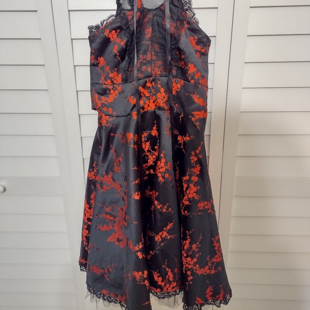 Rare Goth Hell Bunny Silk Halter Dress XS